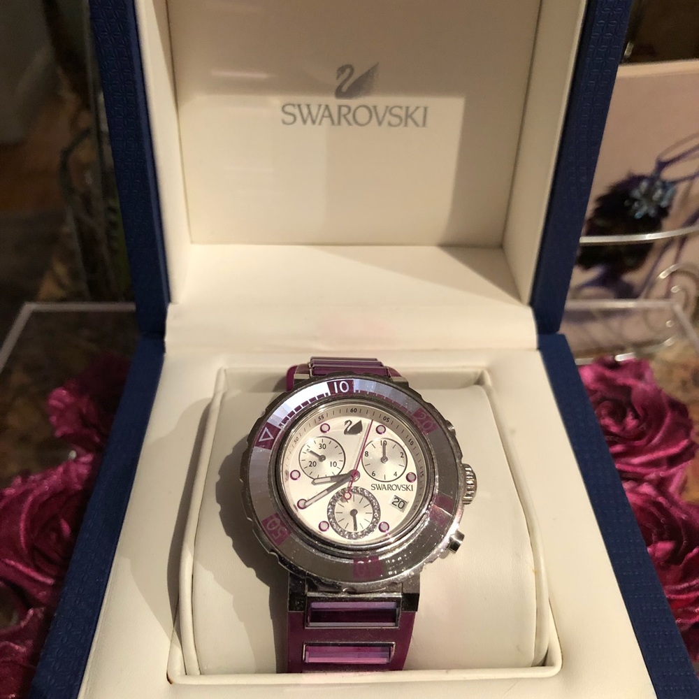 Swarovski Purple Band with Silver Tone Watch - Picture 2 of 3